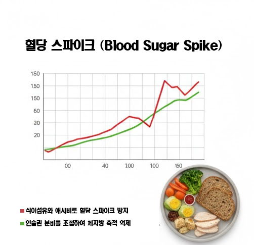혈당 다이어트 애사비 효능 비교 그래프