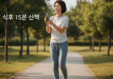 식후 혈당 스파이크 방지를 위한 15분 산책 및 가벼운 유산소 운동